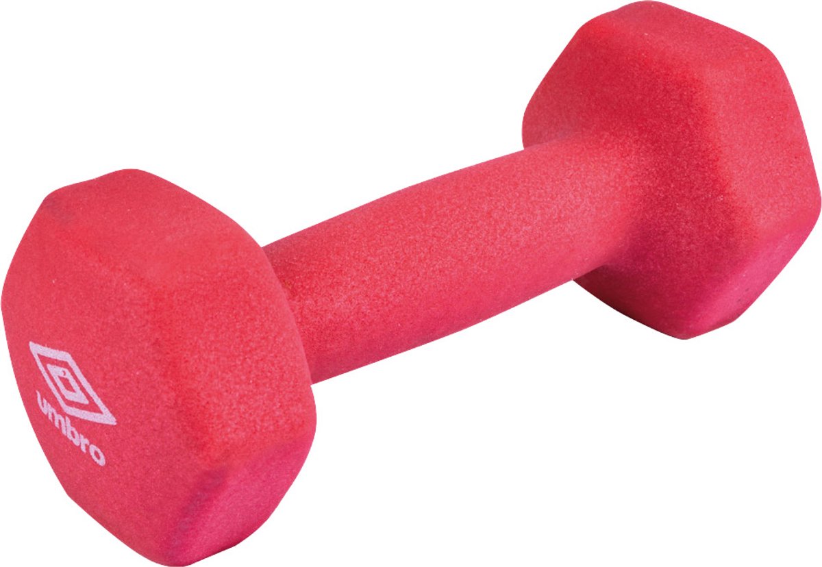 Umbro halter 2 kg - dumbell - rood - rubber vinyl - krachttraining en cardio - stoot- en krasvrij materiaal - perfect voor beginnende sporters en senioren