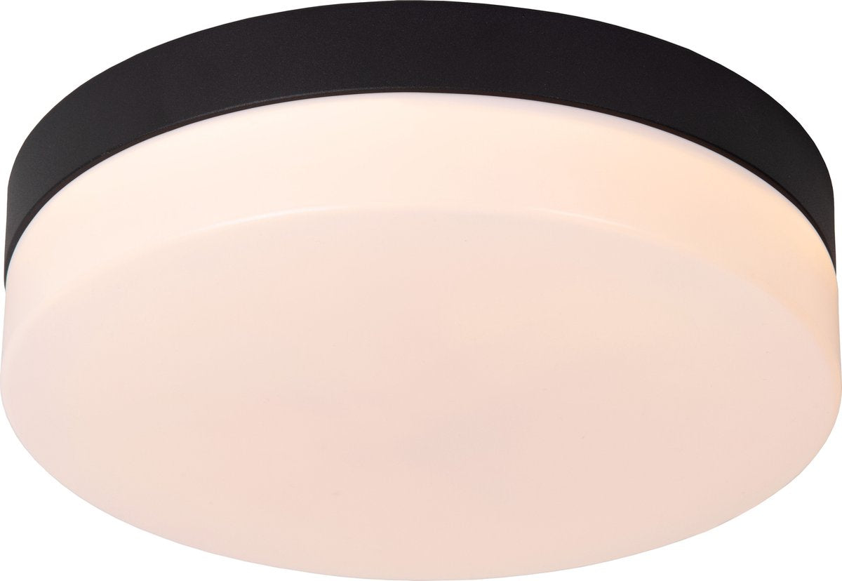 Lucide biskit - plafonnière (plafondlamp) badkamer - ø 23 cm - led - 1x12w 2700k - ip44 - bewegingssensor - zwart