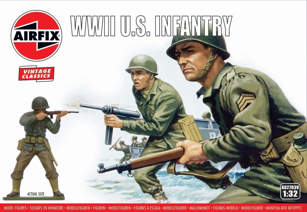 Airfix model kit military vehicles - 02703v wwii u.s. infantry - figures plastic - 1:32 - model making