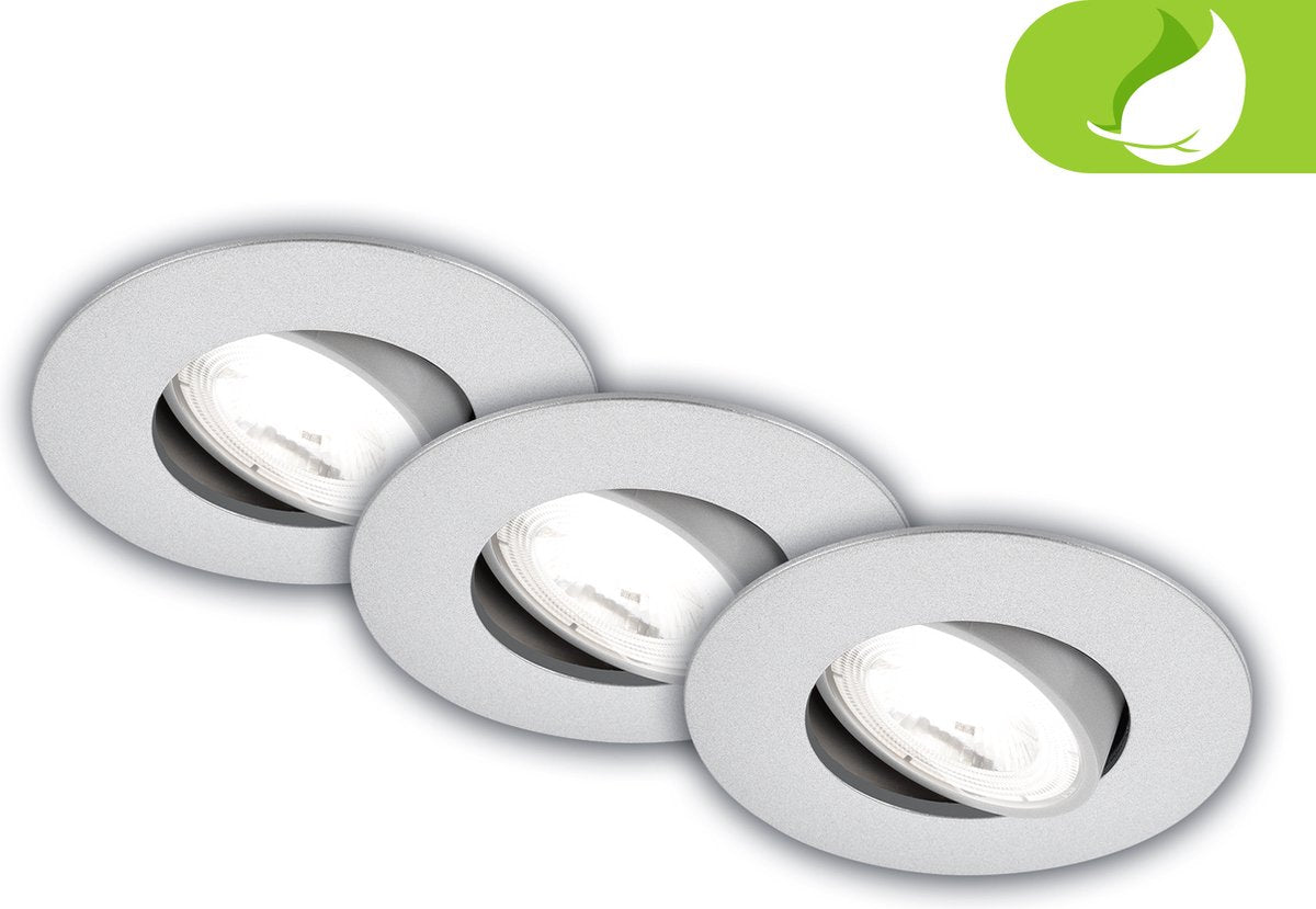 Briloner kulana a - set di 3 faretti da incasso - ultra efficienti - eek a - 50.000 ore di luce - orientabili - 9 x 2,4 cm - cromo