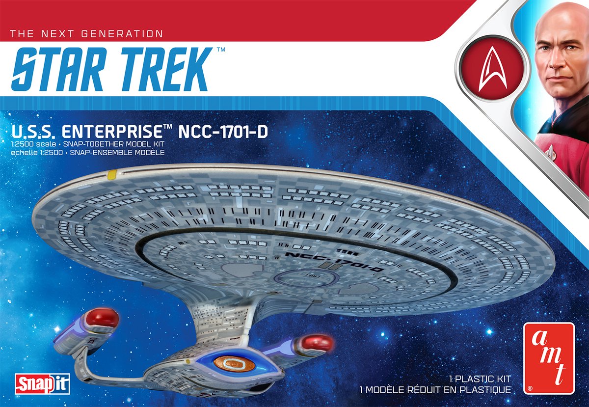 Kit de modelo espacial Amt: 1126 Star Trek, la próxima generación estadounidense. Enterprise ncc-1701-d - kit snap-it de plástico - 1:2500 - fabricación de modelos
