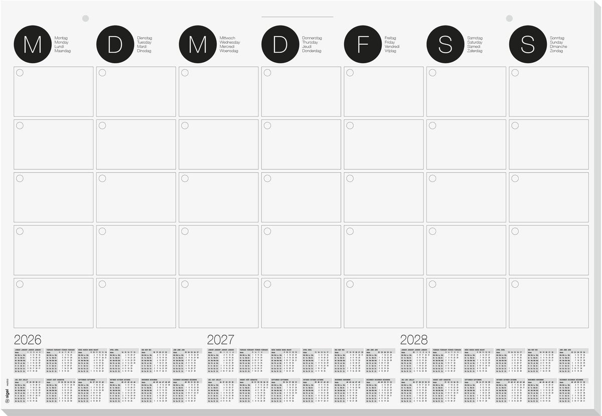 Sigel bureauonderlegger - ook te gebruiken als muurkalender - formaat a2 - met kalender 2026 2027 2028 - si-h6550