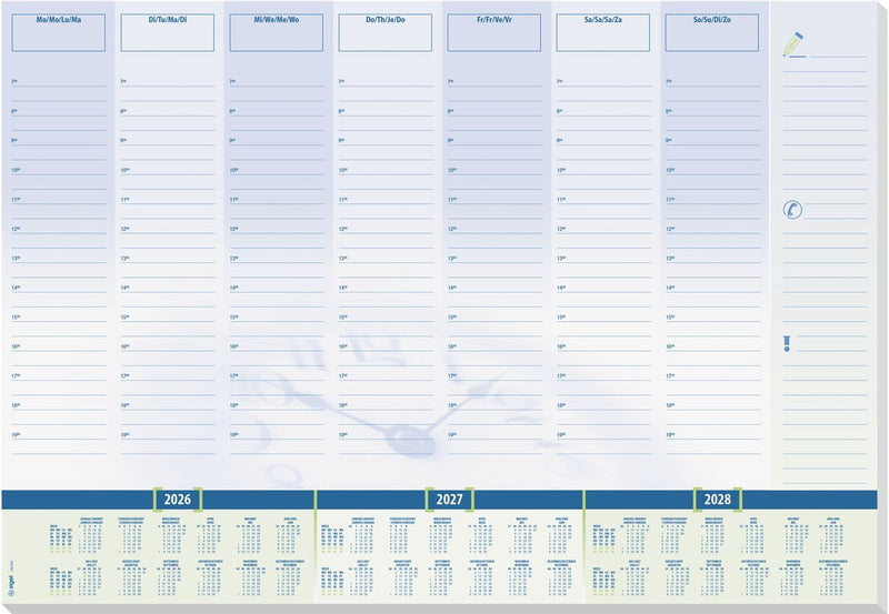 Sigel bureauonderlegger - time - met kalender 2026 2027 2028 - formaat a2 - 30 vel afscheurbaar - si-h6350