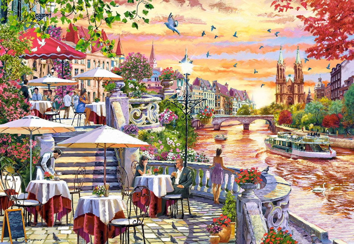 Puzzle Castorland tramonto romantico in città - Puzzle da 1000 pezzi.