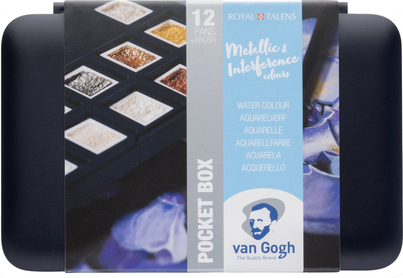 Scatola tascabile di colori speciali per acquerelli Van Gogh con 12 colori in mezze vaschette
