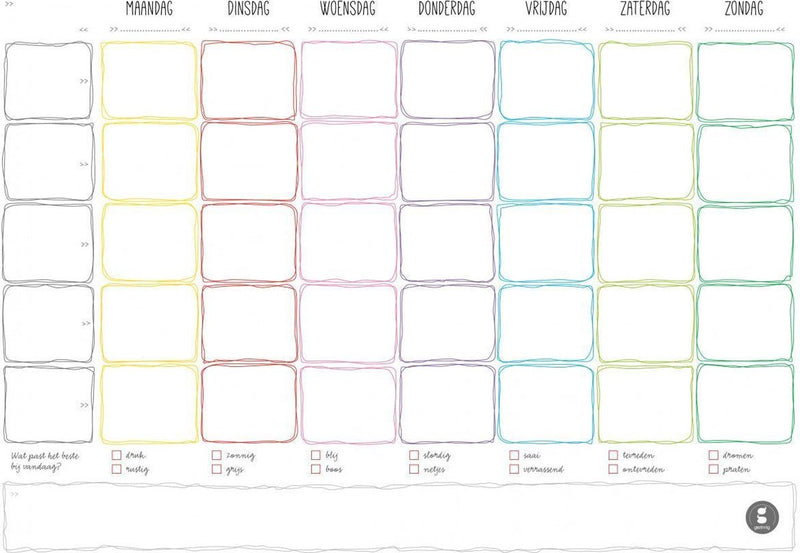 Merkloos sans marque gezinnig weekplanner notitieblok a4
