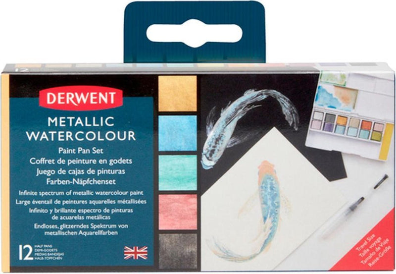 Derwent - tavolozza da 12 vaschette di vernice metallizzata (603058)