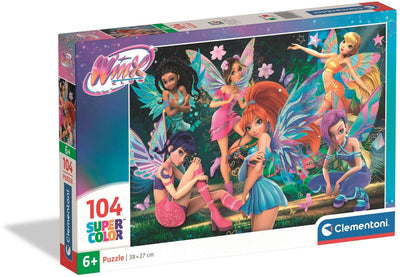 Clementoni - puzzle - 104 pezzi - winx club - super colore - da 6 anni