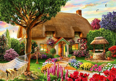 Puzzle Bluebird puzzle cottage dal tetto di paglia - 1000 pezzi per adulti.