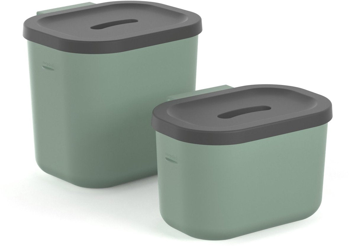 Set Rotho di contenitori per rifiuti organici - secchio per compost - 2 pezzi (3,2 litri + 6 litri) - 100% plastica riciclata - salsa - verde