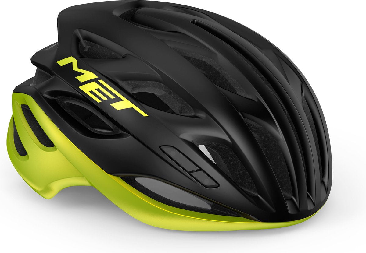 With estro mips bicycle helmet men women - racing bicycle helmet adults - size m (56-58cm) - black lime yellow allic matt glossy