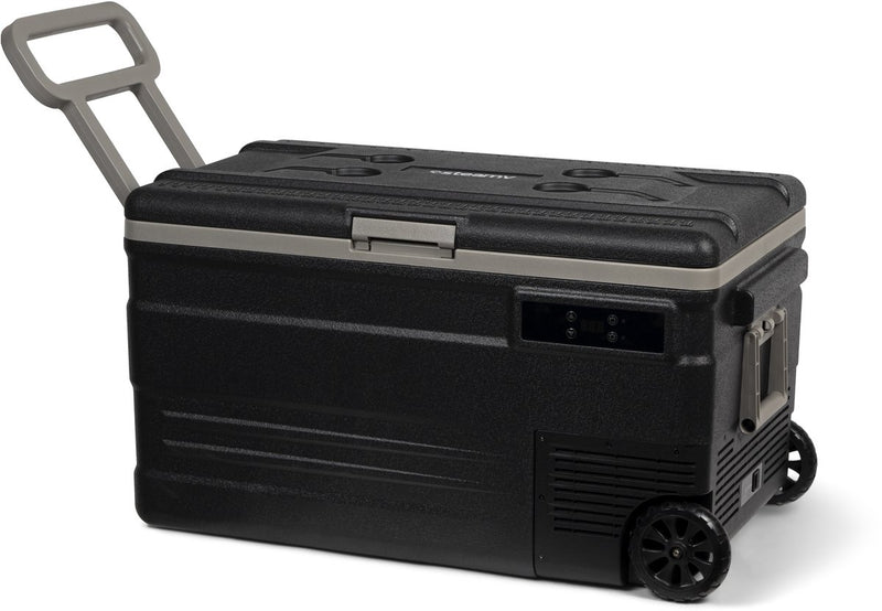 Nevera eléctrica con ruedas y compresor de rodillos monozona Steamy -e - monozona - 74 litros - 12v y 230v - para coche y camping - negro