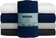 Cállate. living hush living sábana bajera de percal - 100% algodón - 200 hilos - extra fresca y fresca - fuerte y duradera - elástico en todo el contorno - 180x200+30cm - azul marino