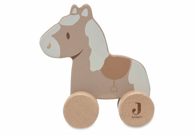 Jollein - cavallo in legno su ruote - giocattoli in legno - cavalcata nostalgica - 100% fsc