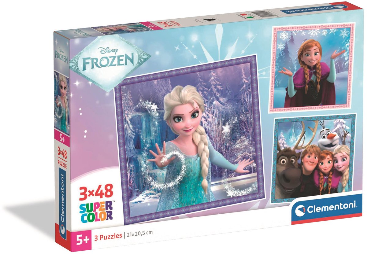 Clementoni - puzzle - 3x48 pezzi - tema Frozen - puzzle per bambini - da 5 anni