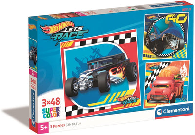Puzzle clementoni puzzle super color quadrate hot wheels, 3x48st.