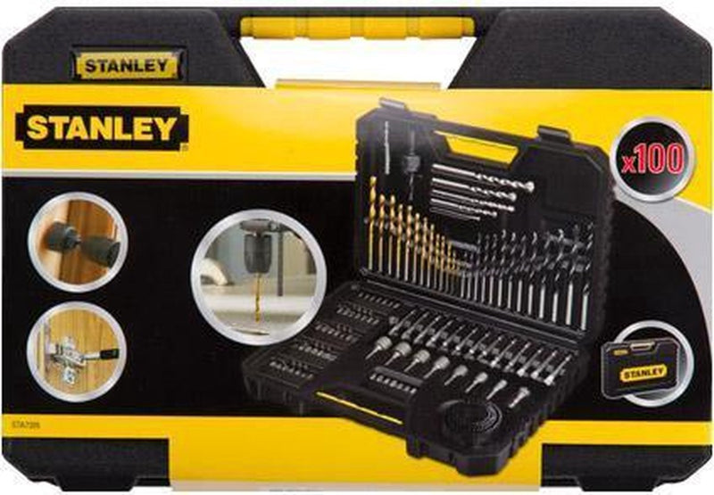 Set di accessori Stanley da 100 pezzi nella pratica custodia STA7205-XJ