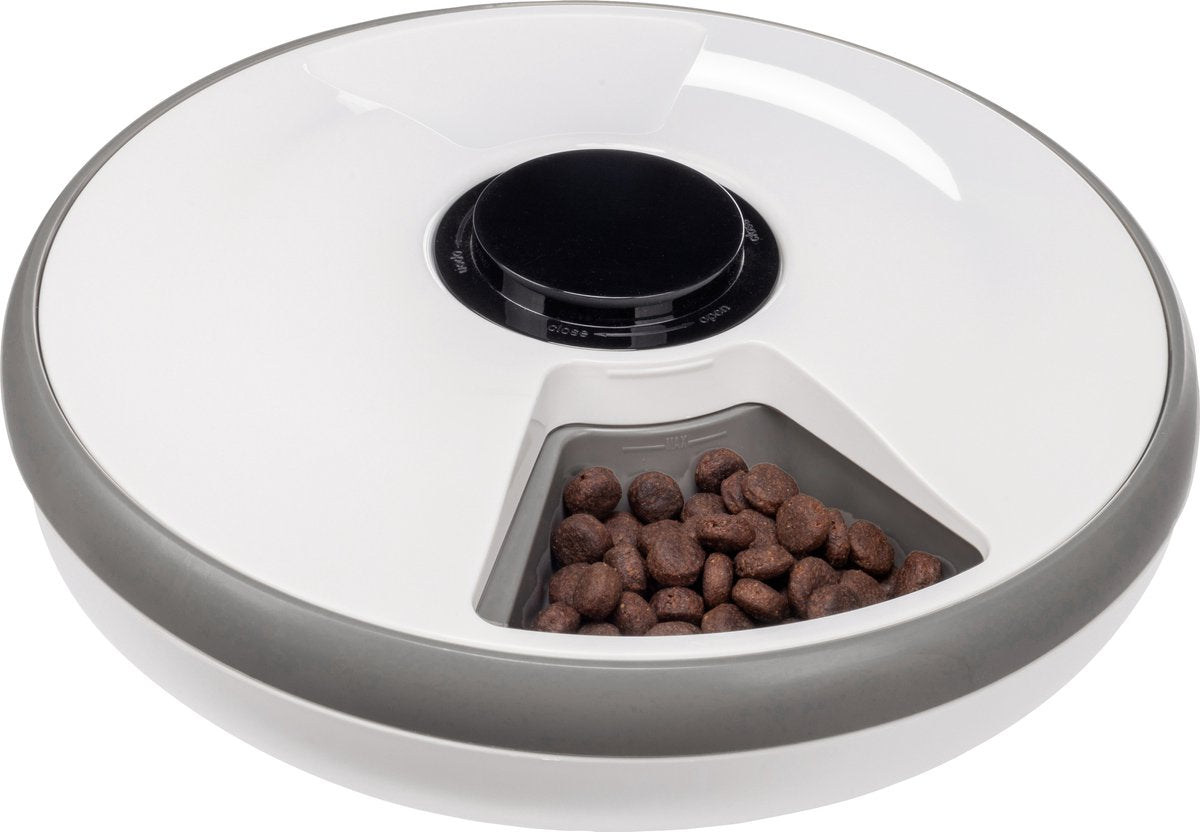 Barra de comida automática Flamingo para perros y gatos - comedero automático para comida húmeda y seca - con elemento refrigerador temporizador - 6 comidas - modelo labo - blanco