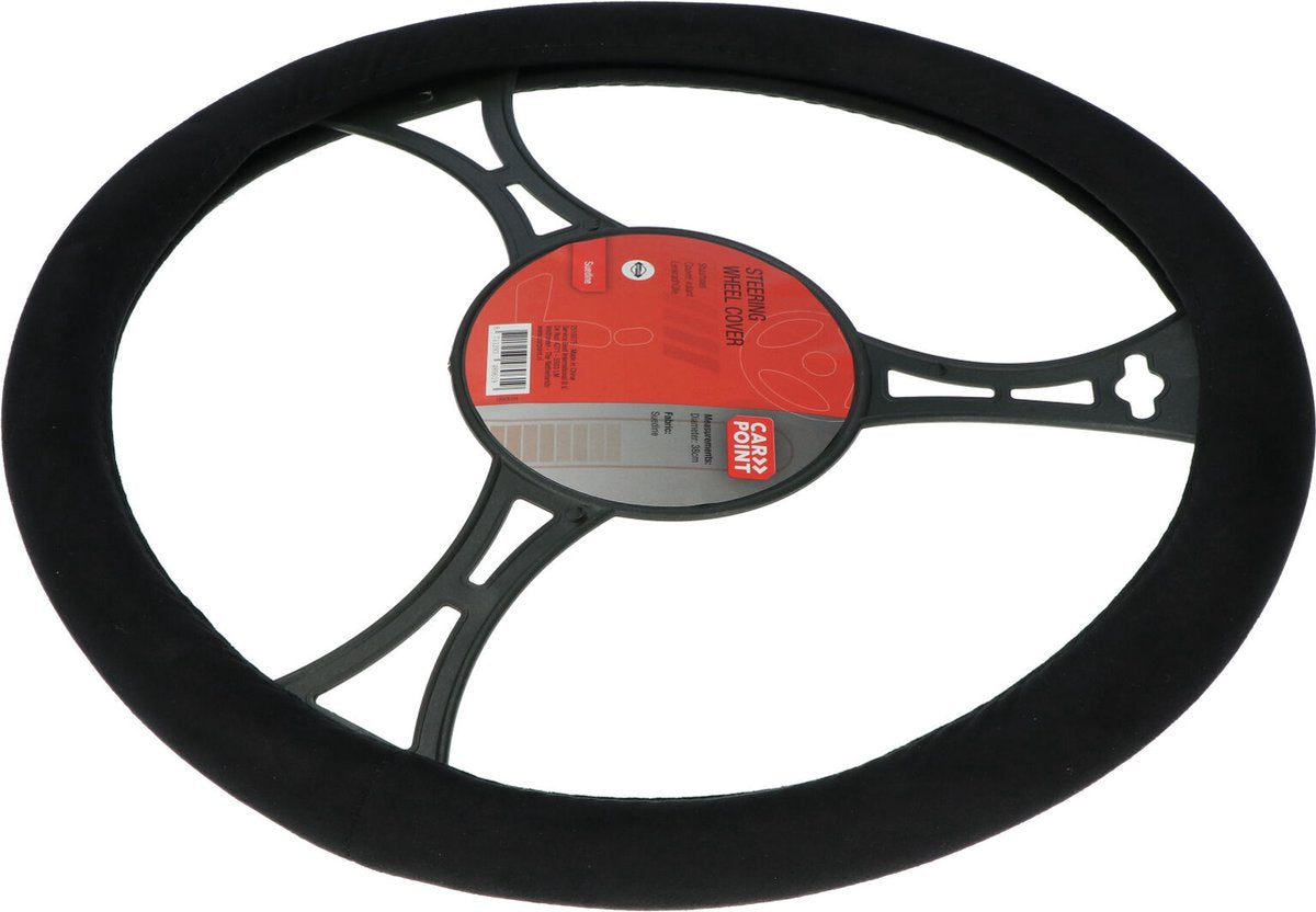 Coprivolante per auto Carpoint - pelle scamosciata nera - per volanti con diametro di 37-39 cm