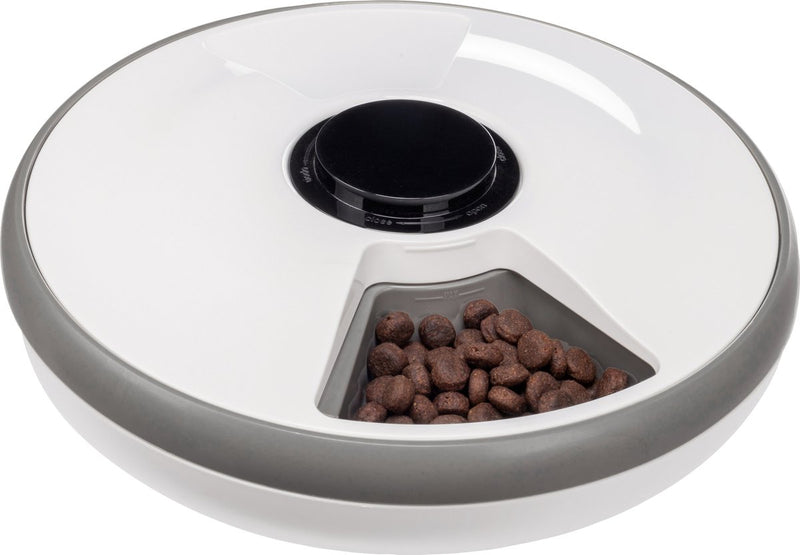 Barra alimentare automatica Flamingo per cani e gatti - mangiatoia automatica per cibo umido e secco - con elemento refrigerante timer - 6 pasti - modello labo - bianco
