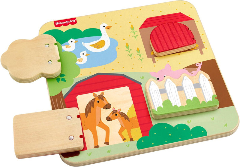 Animales de granja peek-a-boo de madera de Fisher-price | 2 piezas