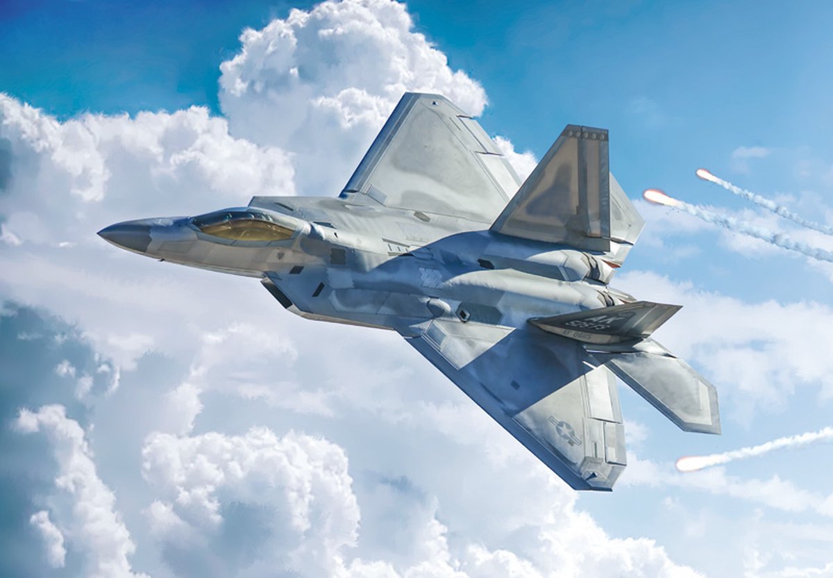 Italeri model kit aereo - 2822 lockheed martin f-22 a raptor plastica - 1:48 - modellismo