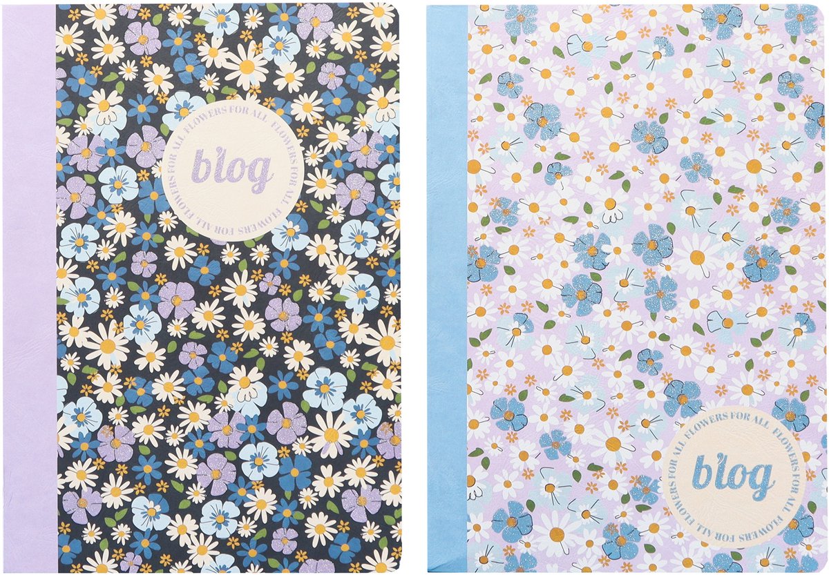 Cuadernos canguro - flores b'log - tamaño a5 - con raya - 2 piezas - an-123852-a