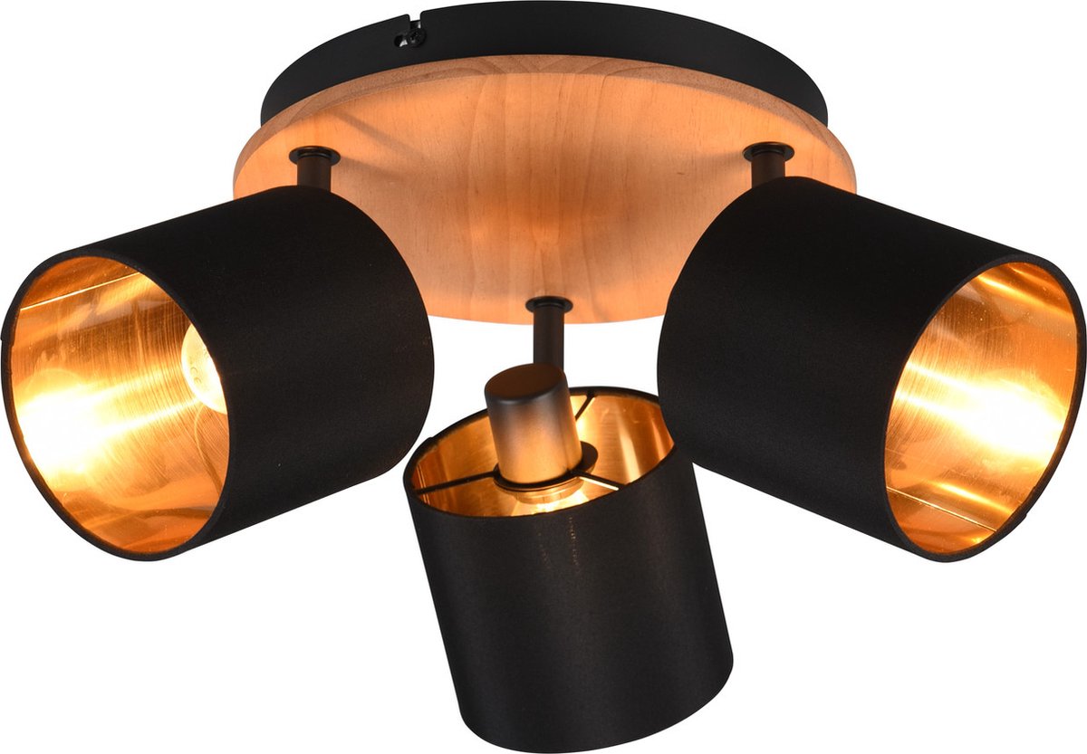 Rl live your light reality tommy - spot - houtkleurig - excl. 3x e14 4 w - afstandsbediening - geintegreerde dimmer - traploos instelbare lichtkleur - nachtlampje - niet extern dimmerbaar - geheugenfunctie