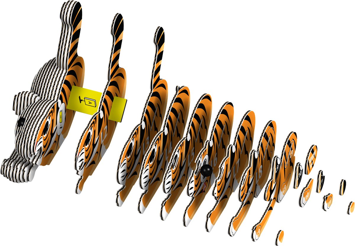 Eugy 3d puzzel - tijger - wilde dieren - duurzaam - verzamel ze allemaal - 6 jaar