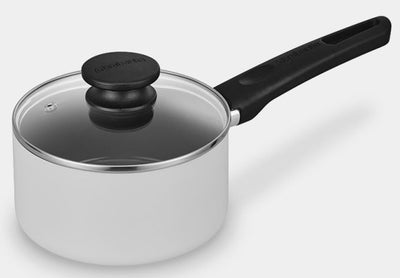 Brabantia indu+ casseruola con coperchio -ø 16 cm - casseruola - rivestimento antiaderente in ceramica - coperchio in vetro - adatta all'induzione - 100% senza pfas - lavabile in lavastoviglie - nero