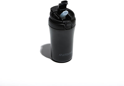 Borraccia termica Muitomas - doppio rivestimento isolante - 350 ml - tappo con chiusura - 12 ore di bevande calde o 24 ore di bevande fredde - nera