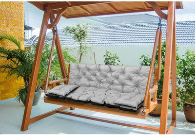 Set cuscini da giardino Aio - cuscino divano 100x60x50 cm e 2 cuscini piccoli 42 x 42 cm - cuscino panca dondolo - grigio