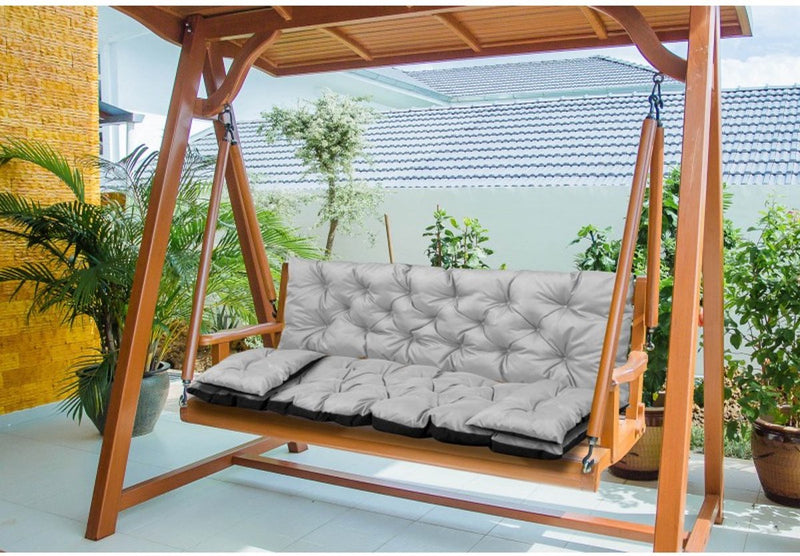 Set cuscini da giardino Aio - cuscino divano 100x60x50 cm e 2 cuscini piccoli 42 x 42 cm - cuscino panca dondolo - grigio