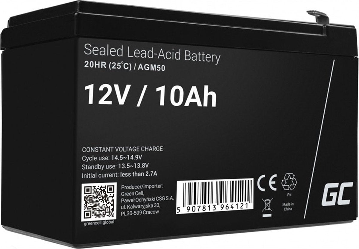 Batería verde 12v 10ah 10000mah vrla agm