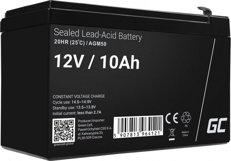 Batería verde 12v 10ah 10000mah vrla agm