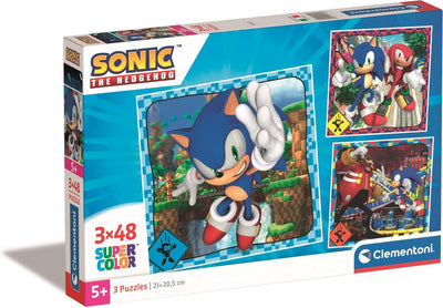 Puzzle clementoni puzzle super color quadrato sonic, 3x48st.