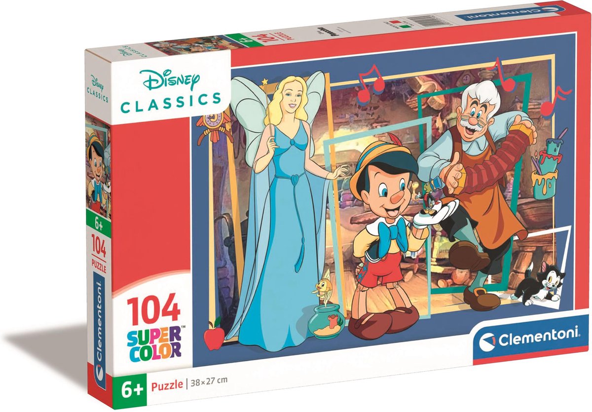 Clementoni - children's puzzle - 104 pieces - pinocchio - puzzle from 6 years