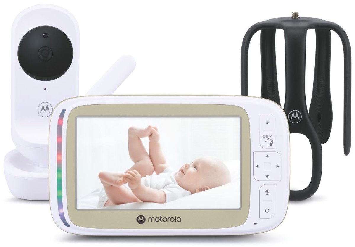 Motorola vm45 connect – babyfoon met wifi-camera en 5-inch monitor | hd-beeld met 720p, tweewegcommunicatie, temperatuurregeling, stargrip voor bevestiging aan wieg, nursery-app, bereik tot 300 m