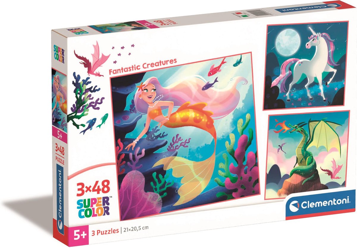 Clementoni puzzle puzzle Super Color Square Fantasy, 3x48st.