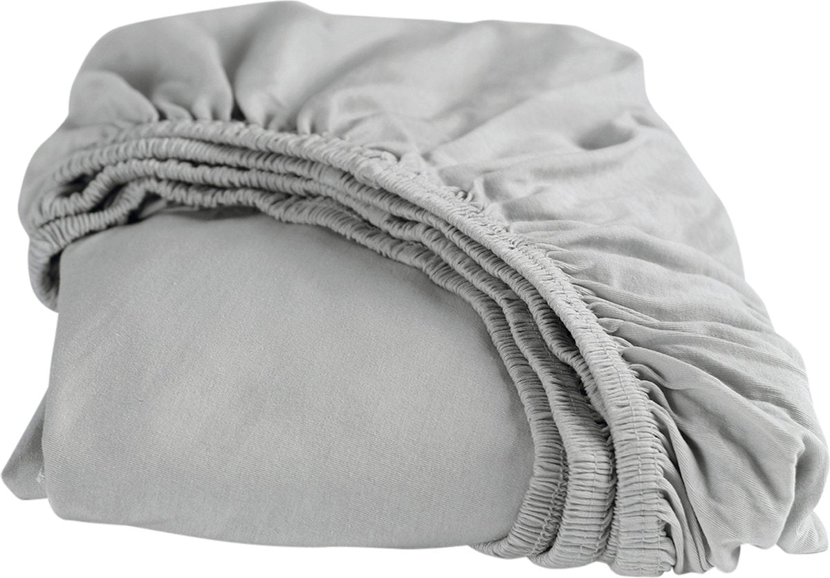 Sábana bajera Cenicienta - adecuada para somier - jersey - 80 90x220 o 100x200 cm - hasta 25 cm - gris claro