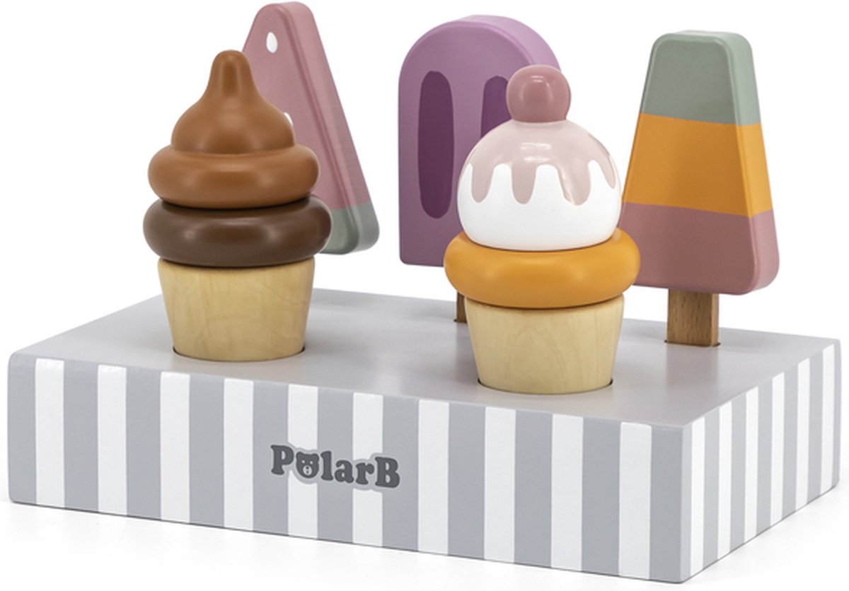 Polarb - gelati in legno - 5 pezzi - giocattoli in legno da 18+ mesi
