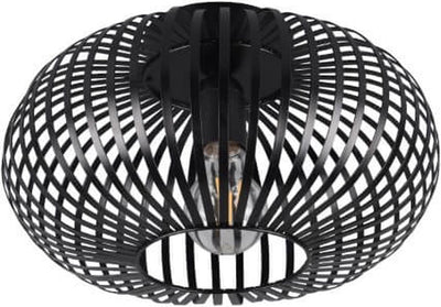 Trio johann - lámpara de techo - negro mate - excl. 1x e27 60w - fondo: 30cm