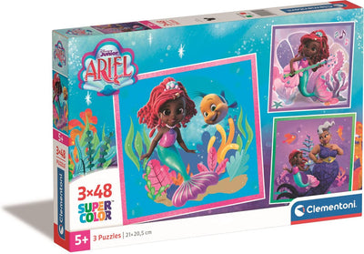 Clementoni - puzzle - 3x48 pezzi - disney ariel - puzzle per bambini - da 5 anni