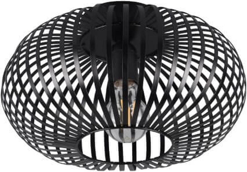 Trio johann - lámpara de techo - negro mate - excl. 1x e27 60w - fondo: 30cm