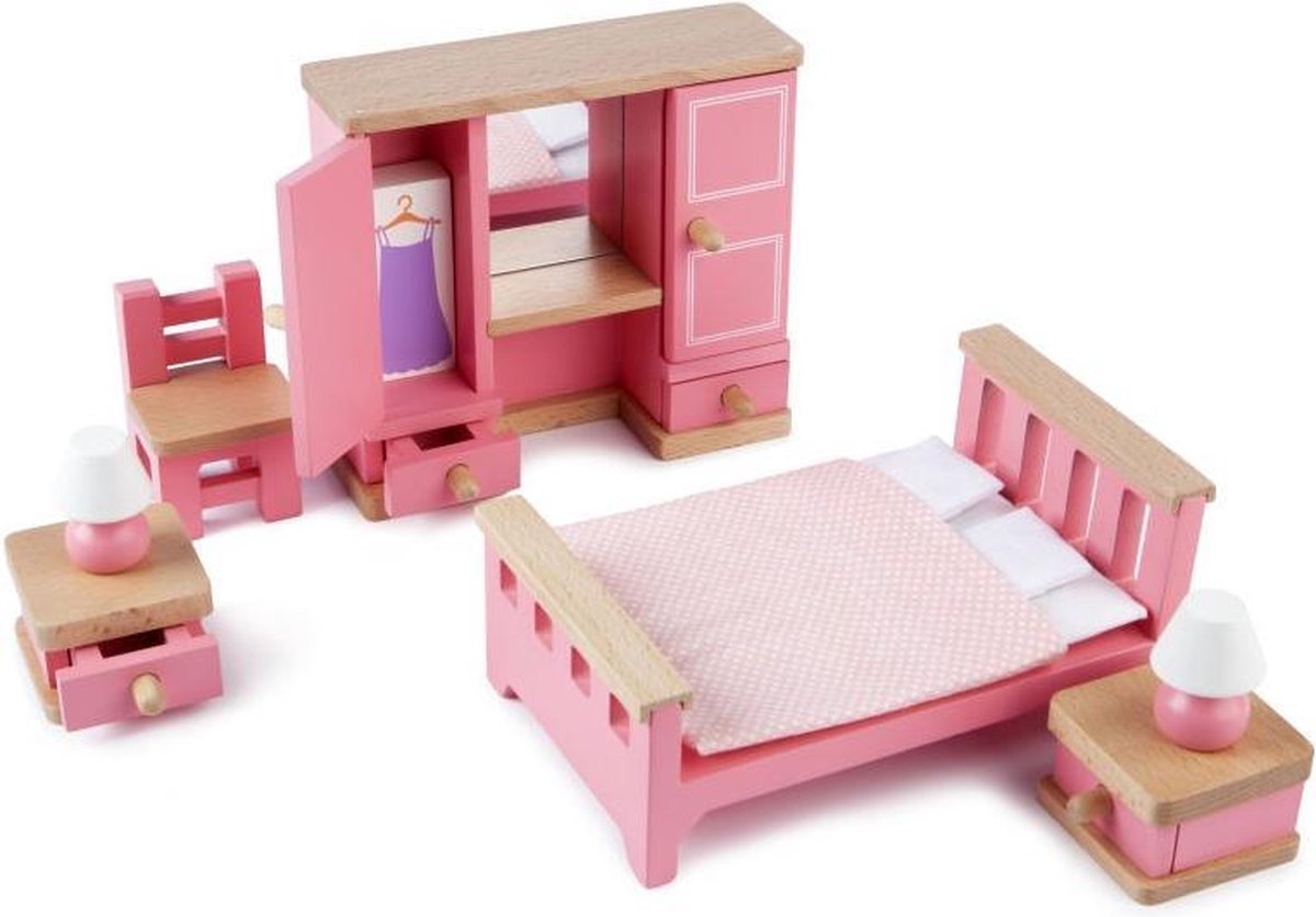 Camera da letto per mobili per bambole in legno Tidlo, 6dlg.