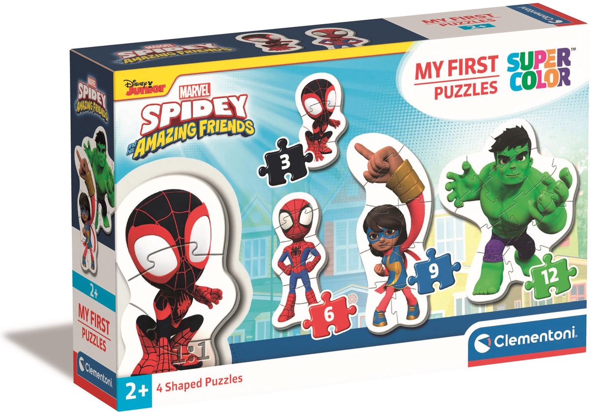 Clementoni - i miei primi puzzle - spidey - 4 puzzle per bambini - 3, 6, 9 e 12 pezzi - da 2 anni