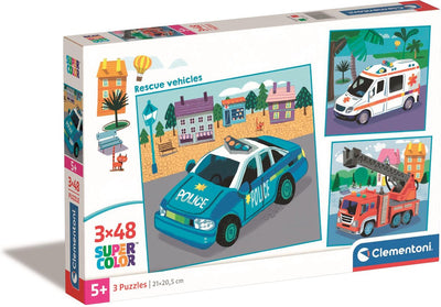 Clementoni puzzle puzzle Super Color Square Emergency Services, 3x48st.