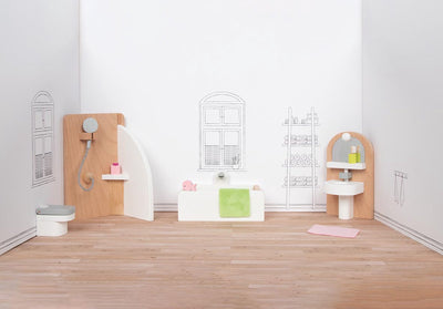 Goki wooden puppet furniture bathroom, 10dlg.