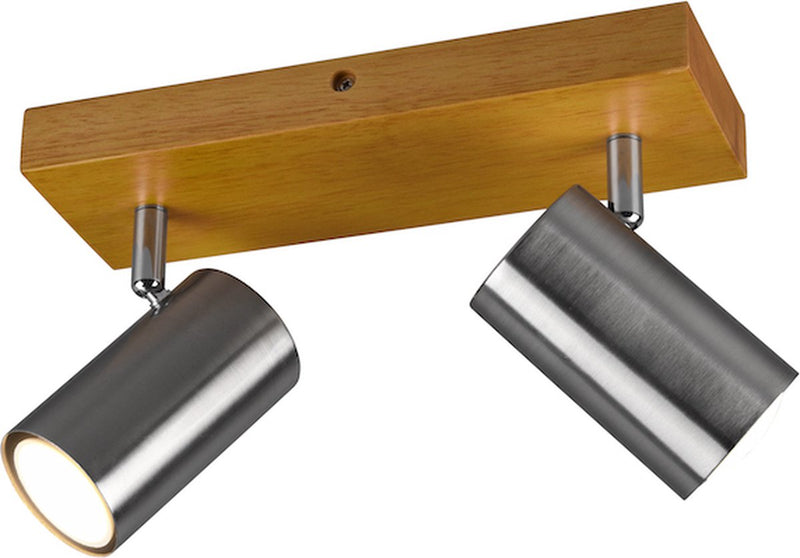 Trio marley - spot - níquel mate - excl. 2x gu10 4.5w - elemento de madera
