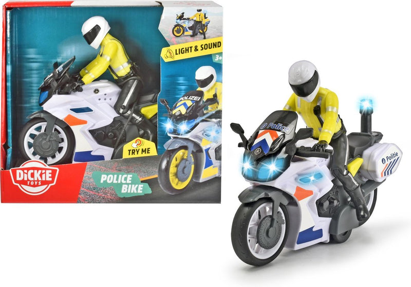 Moto de policía Dickie Toys - versión belga - 17 cm - sonido ligero - vehículo de juguete